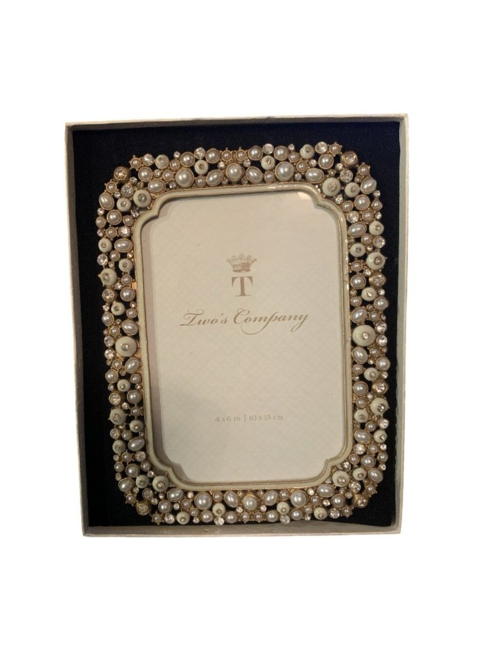Two's Company Crystal & Pearl Picture Frame - Margrit Austrian Photo Frame - NEW